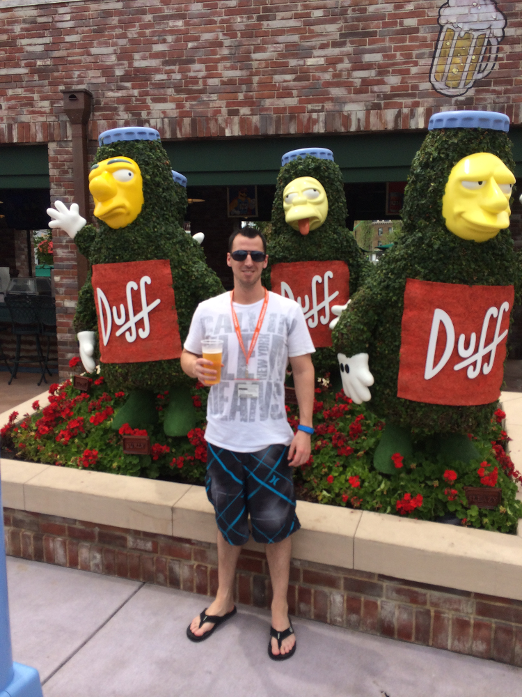 Chris Bell with a Duff Beer | Disney World